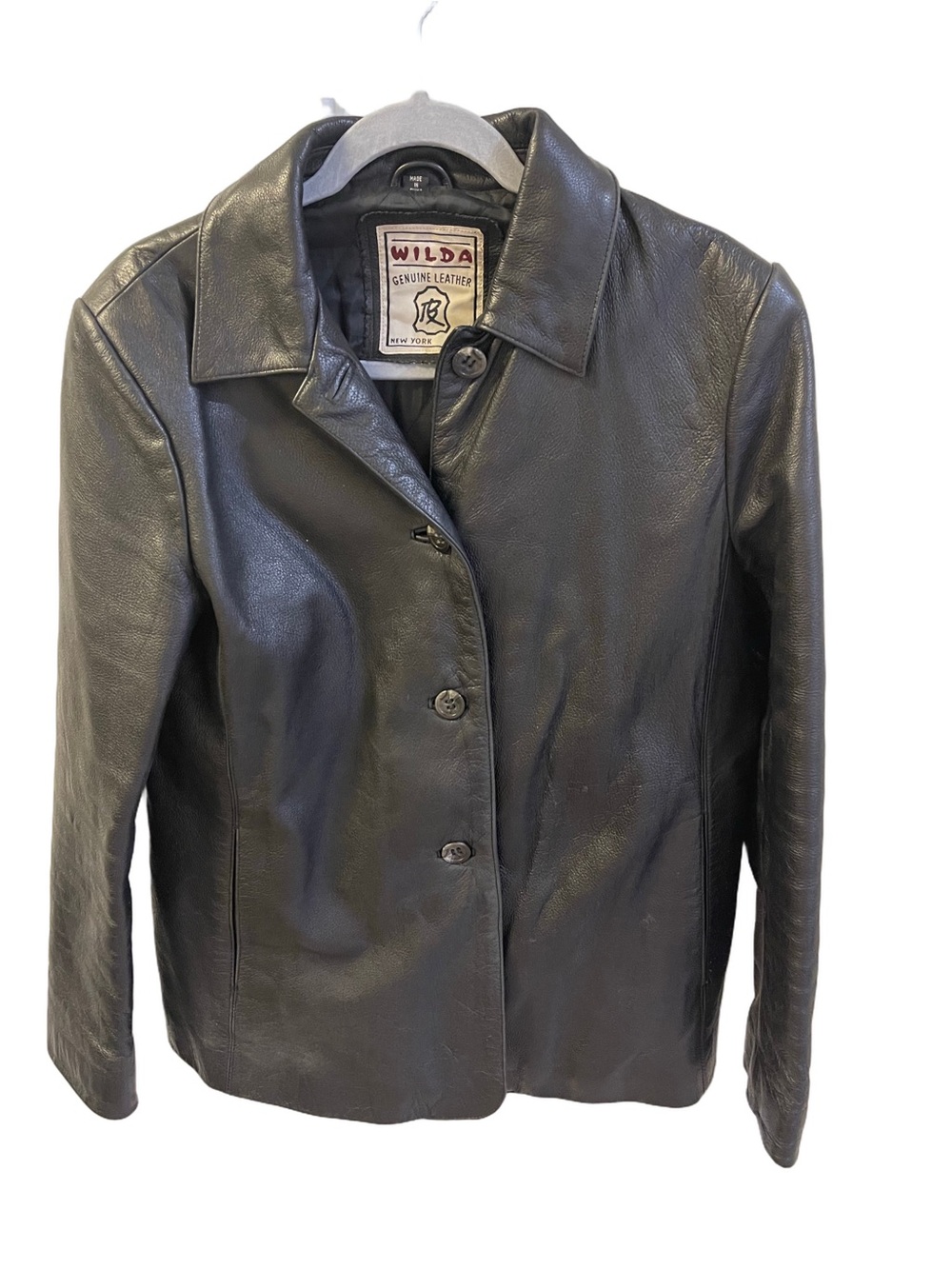 Wilda New York Women’s Black Genuine Leather Blazer Jacket Sz M